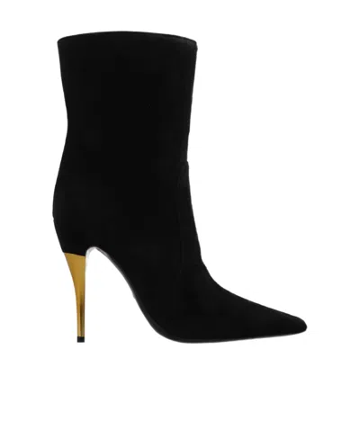 Gucci 110mm Suede Ankle Boots In Black