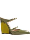 Gucci Green Sabots With Transparent Wedge