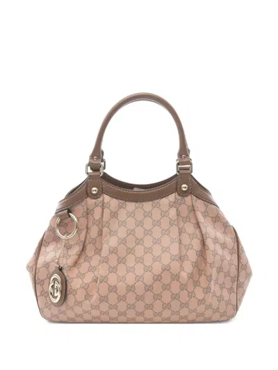 Pre-owned Gucci 110s Sukey Medium Gg-pattern Tote Bag In Pink