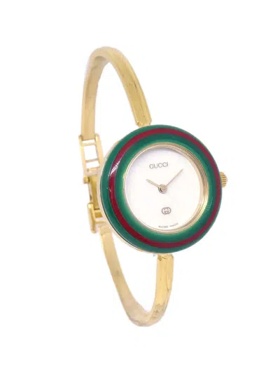 Pre-owned Gucci 11/12 Change Bezel 26mm Watch In White