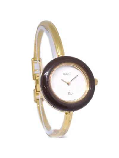 Pre-owned Gucci 11/12 Change Bezel 26mm Watch In White