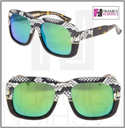 Pre-owned Gucci 1157 Brown Lime Mirrored Ayers Snake Leather Fantasy Sunglasses Gg1157s In Kclz9