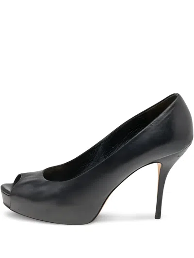 Pre-owned Gucci 115mm Peep-toe Leather Pumps