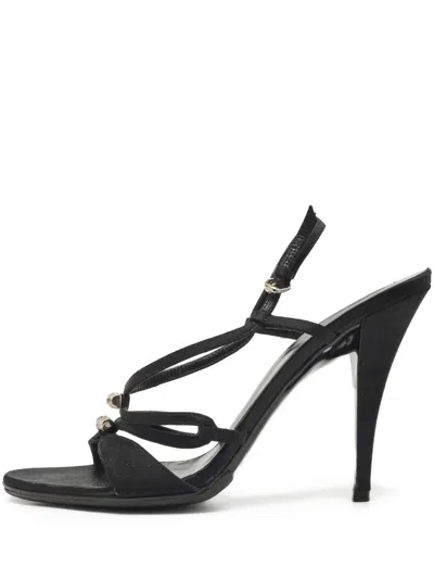 Pre-owned Gucci 115mm Strappy Satin Sandals