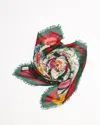 Gucci 120 Flower Botanical Wool Silk Scarf