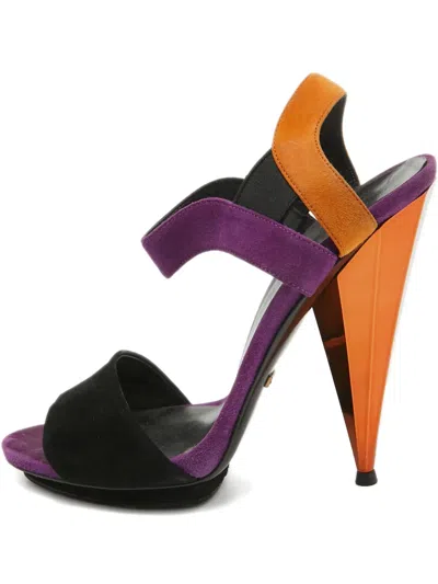 Pre-owned Gucci 120mm Suede Heeled Sandals In Purple
