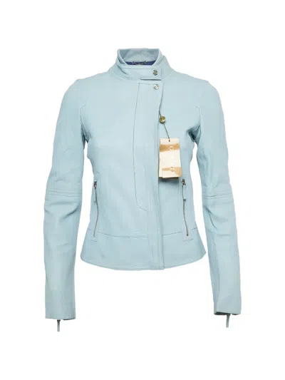 Pre-owned Gucci 1247034 Leather Jacket In Blue