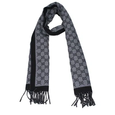 Gucci Scarves Men Wool Gray/black In Multi