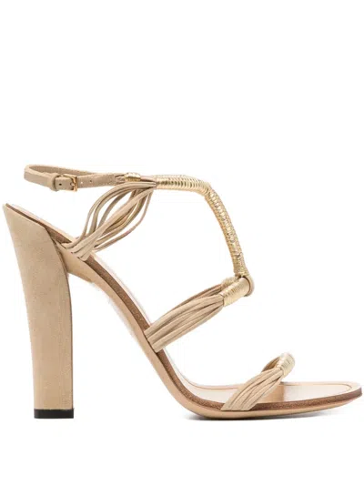 Pre-owned Gucci 130mm Gold Strappy Sandals