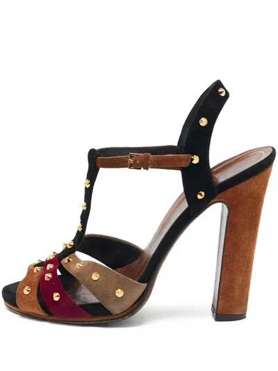 Pre-owned Gucci 130mm Leather Heeled Sandals In Brown