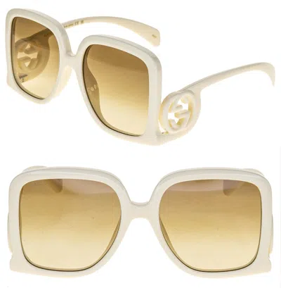 Pre-owned Gucci 1326 Ivory Brown Gg Logo 002 Fashion Oversized Runway Sunglasses Gg1326s