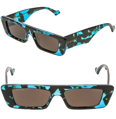 Pre-owned Gucci 1331 Blue Brown Havana Geometric Narrow Sunglasses Gg1331s Unisex 004
