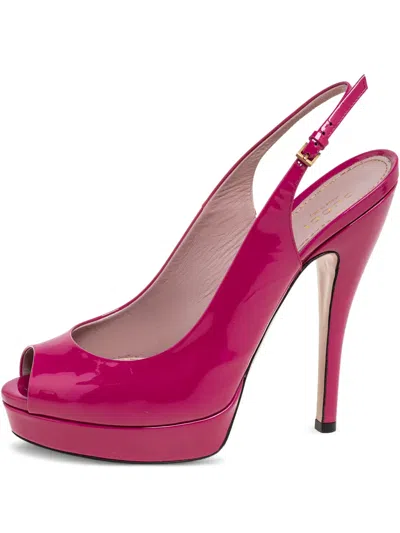 Pre-owned Gucci 135mm Patent-leather Slingback Pumps