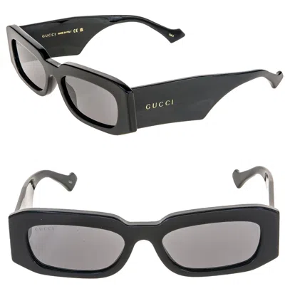 Pre-owned Gucci 1426 Black Narrow Rectangular Logo Gg1426s Unisex Sunglasses 001 In Gray