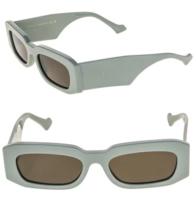 Pre-owned Gucci 1426 Sage Green Narrow Slim Rectangular Logo Gg1426s Unisex Sunglasses 004 In Brown