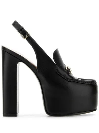 Gucci 145mm Horsebit Slingback Pumps In Black