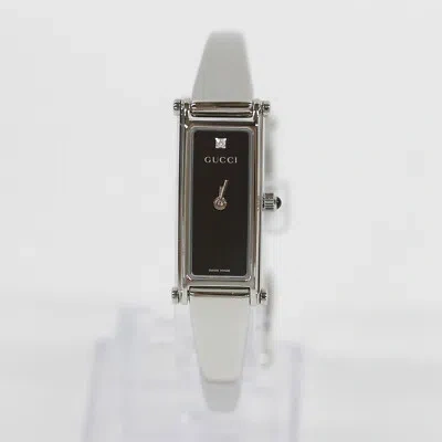 Pre-owned Gucci 1500 Series Ya015555 Analog Quartz Mineral Crystal Black Silver