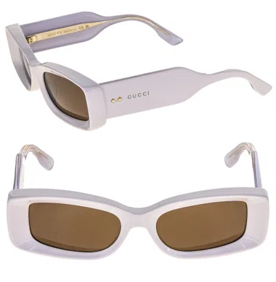 Pre-owned Gucci 1528 Ivory Lilac Narrow Sculpted Logo Pin Gg1528s Unisex Sunglasses 003 In Brown
