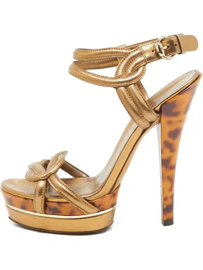 Pre-owned Gucci 155mm Knot-detail Leather Sandals