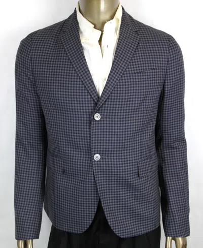 Pre-owned Gucci $1650  Men's Midnight Blue/grey Wool Formal Jacket 2 Button 406675 4038