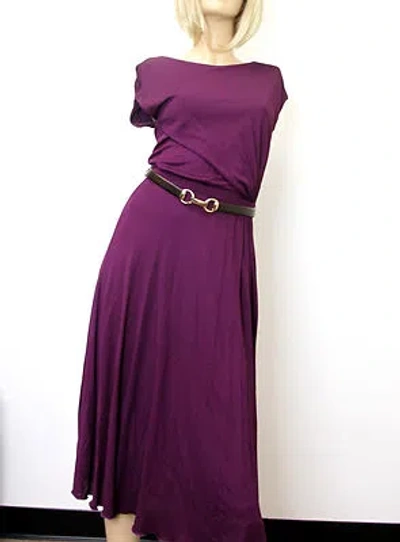 Pre-owned Gucci $1695 Authentic  Dress W/leather Belt, Purple, S, 277897