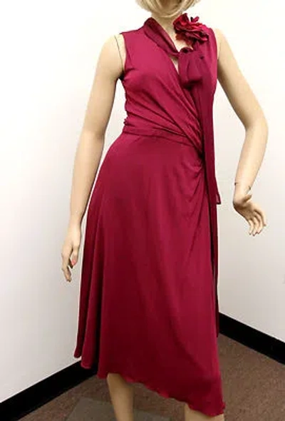 Pre-owned Gucci $1795 Authentic  Runway Dress W/ Flower Scarf, Fuchsia, M 277881 6235 In Pink