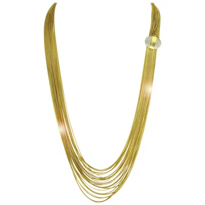 Pre-owned Gucci 18 Karat Gold Multi Strand Long Lariat Necklace Diamond Clasp