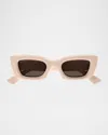 Gucci 1827s Plastic Rectangular Sunglasses In Pink