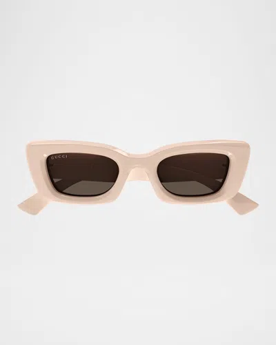 Gucci 1827s Plastic Rectangular Sunglasses In Pink