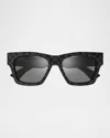 Gucci 1835s Rectangular Acetate Sunglasses In Black