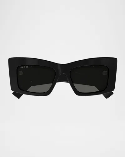 Gucci 1842s Recycled Acetate Butterfly Sunglasses In Black