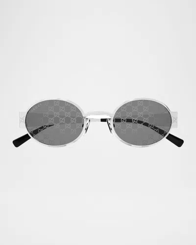 Gucci 1854s Monogram Round Sunglasses In Silver