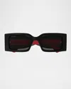 Gucci 1860s Logo-print Rectangular Sunglasses In Black