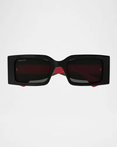 Gucci 1860s Logo-print Rectangular Sunglasses In Black