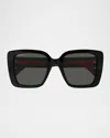 Gucci 1861s Recycled Acetate Rectangle Sunglasses In Black