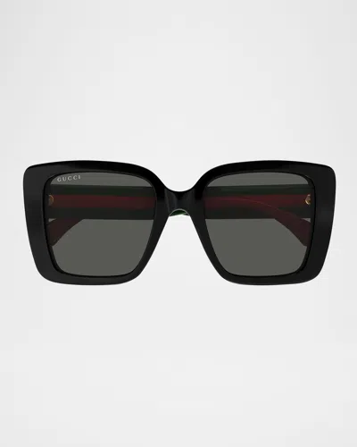 Gucci 1861s Recycled Acetate Rectangle Sunglasses In Black