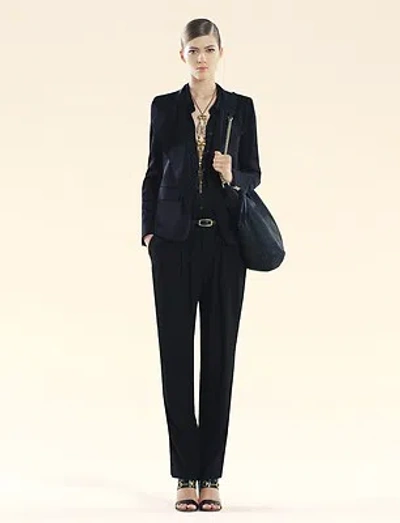Pre-owned Gucci $1895 Authentic  Shiny Envers Satin Asymmetrical Jacket,black,42,307311