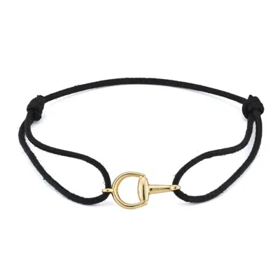 Gucci 18ct Gold Horsebit And Cord Friendship Bracelet - Yba874902001 In ["yellow","black","gold Tone"]