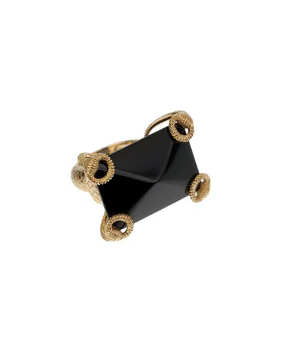 Gucci 18k 26.00 Ct. Tw. Onyx Horsebit Cocktail Ring (authentic Pre-loved) In Multi