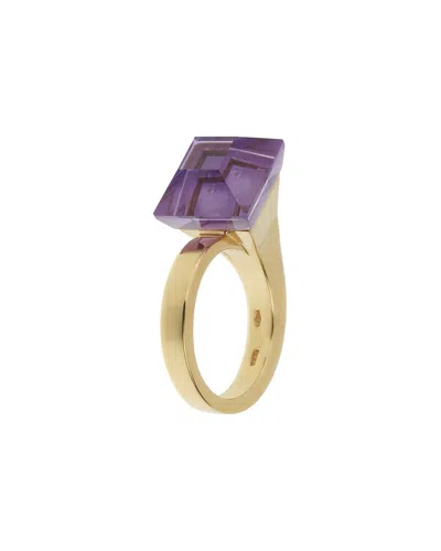 Gucci 18k Amethyst Cocktail Ring (authentic Pre-loved) In Gold