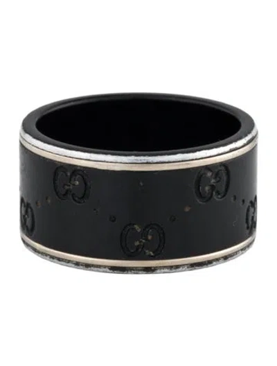 Pre-owned Gucci 18k Ceramic Wide Icon Band Ring In Multi