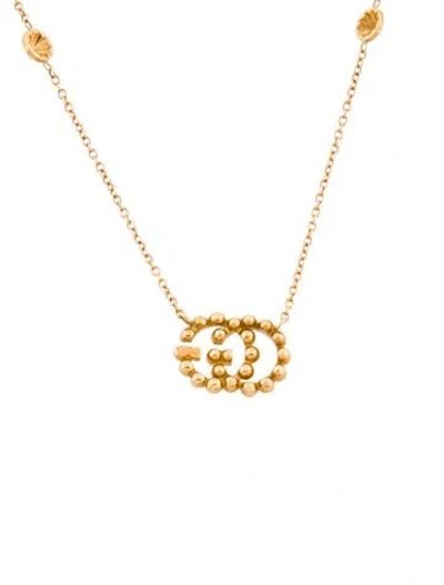 Pre-owned Gucci 18k Coated Topaz Gg Pendant Necklace, 17.5" In Multi