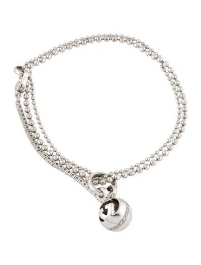 Pre-owned Gucci 18k Diamond Beaded Charm Bracelet, 7" In Multi