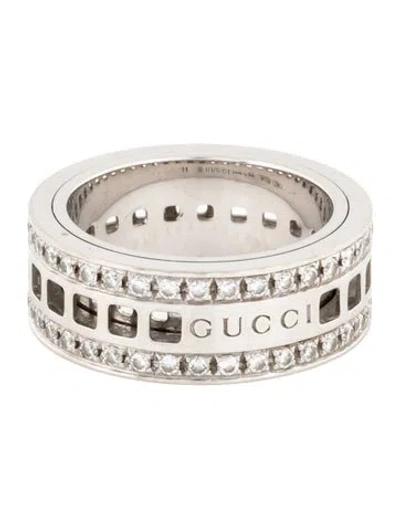 Pre-owned Gucci 18k Diamond Eternity Spinner Band Ring In Multicolor