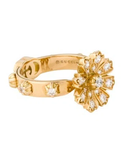 Pre-owned Gucci 18k Diamond Flora Cocktail Ring In Multi