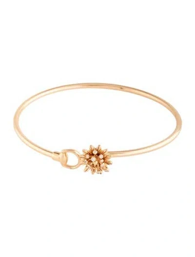 Pre-owned Gucci 18k Diamond Flora Cuff Bracelet, 7" In Multicolor