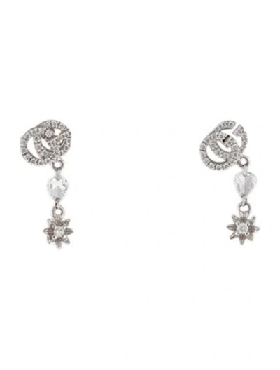 Pre-owned Gucci 18k Diamond Flora Gg Drop Earrings In Multi
