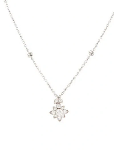 Pre-owned Gucci 18k Diamond Flora Pendant Necklace, 15.75" In Multi