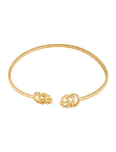 Pre-owned Gucci 18k Diamond Gg Running Cuff Bracelet, 6" In Multicolor