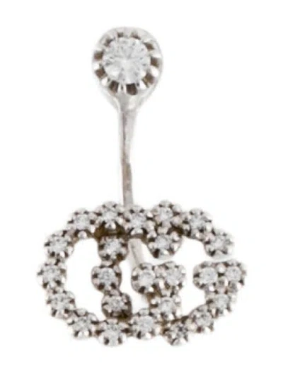 Pre-owned Gucci 18k Diamond Gg Running Single Drop Earring In Multi